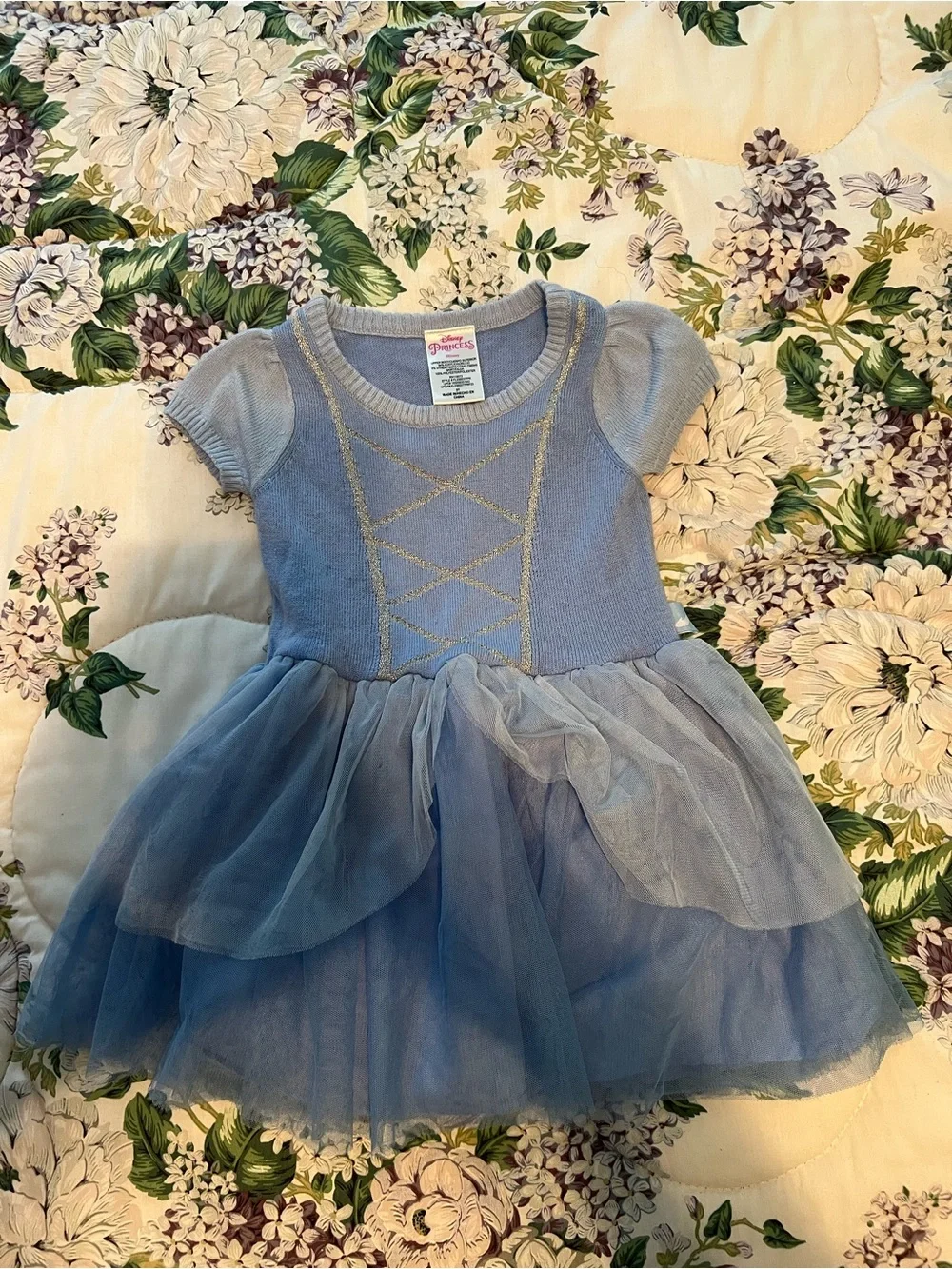 Disney Cinderella Sweater Bodice Tiered Tulle Skirt Princess Dress Toddler 3T